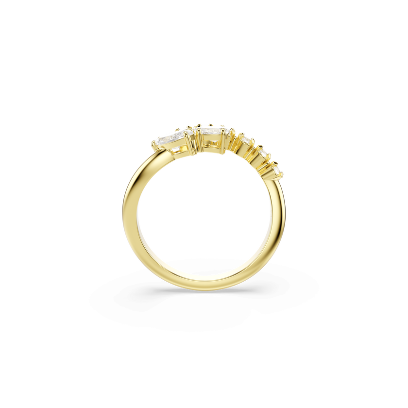 swarovski mesmera open ring  mixed cuts  white  18k gold finish