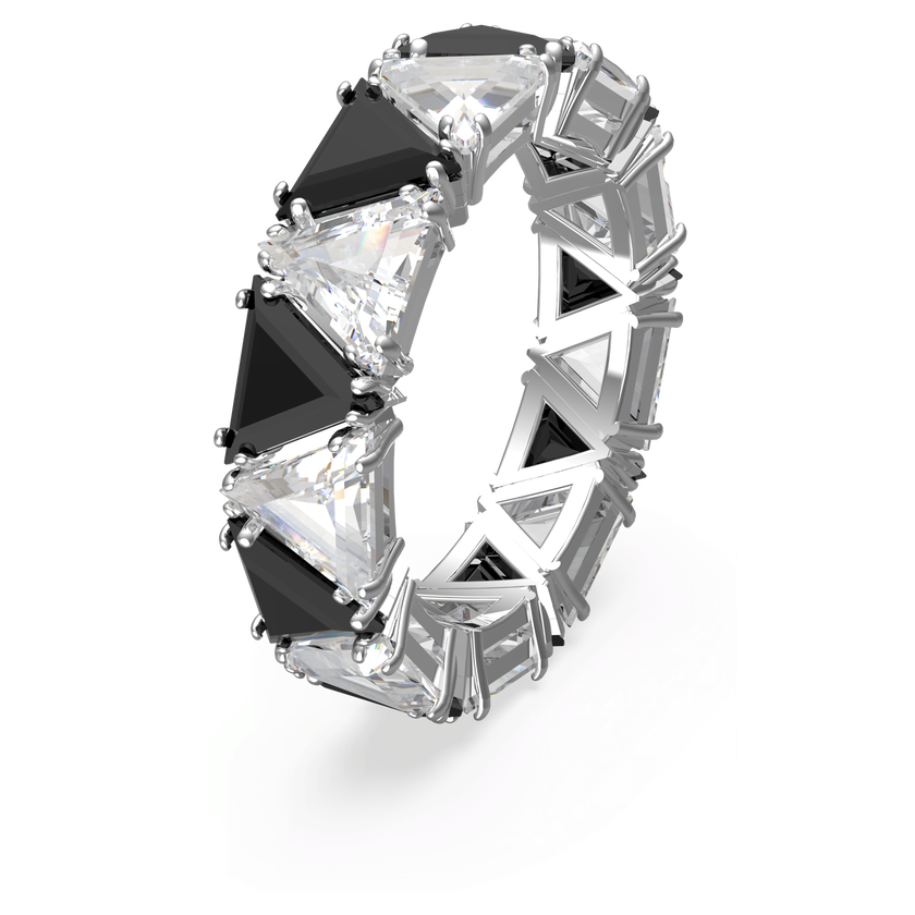 swarovski matrix cocktail ring  triangle cut  black  rhodium plated
