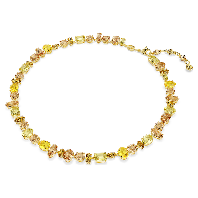 swarovski gema tennis necklace  mixed cuts  yellow  gold tone plated