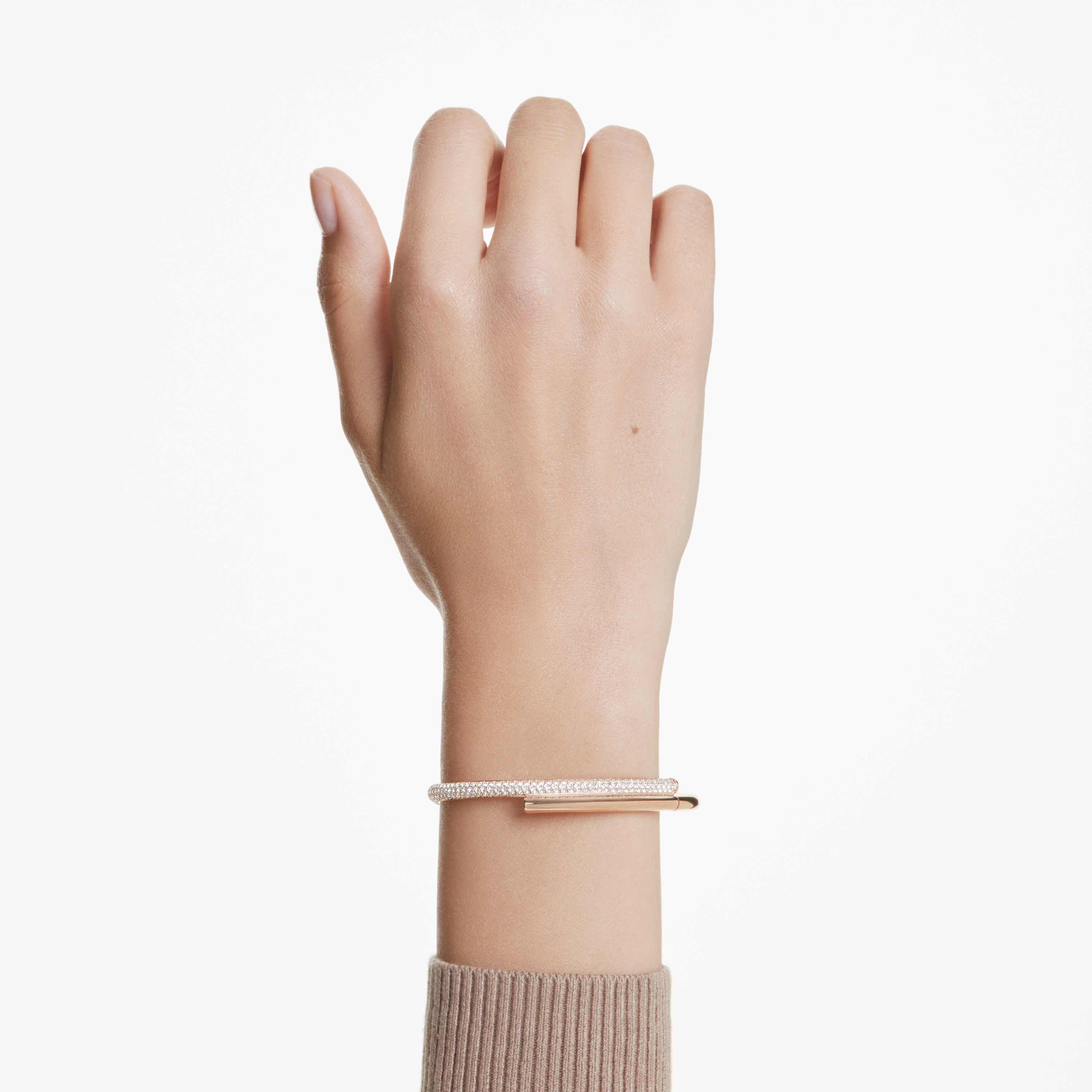 Buy Swarovski Dextera bangle, Magnetic closure, White, Rose