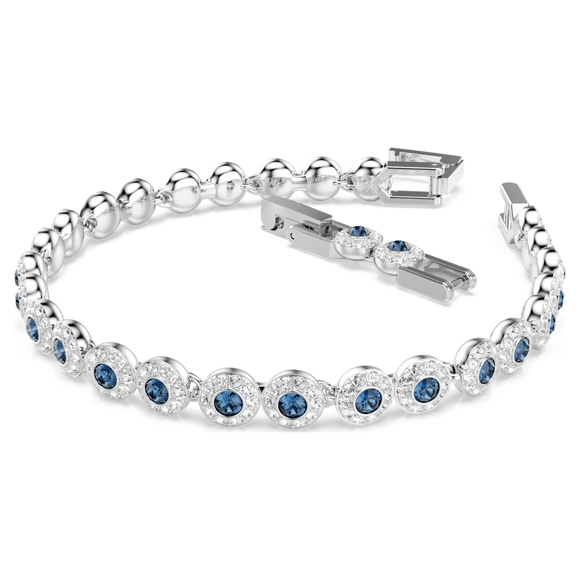 swarovski una angelic tennis bracelet  round cut  blue  rhodium plated