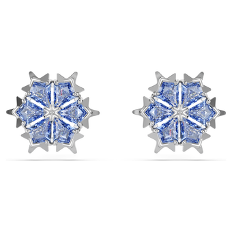 swarovski magic stud earrings  snowflake  blue  rhodium plated
