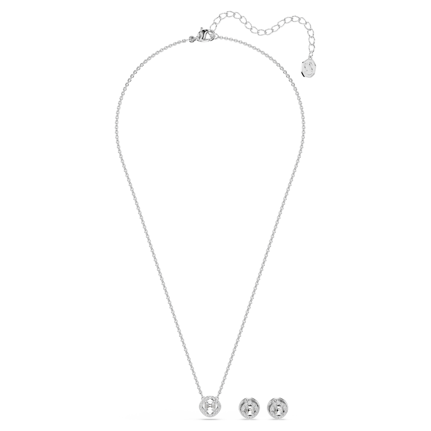 swarovski una angelic set  round cut  white  rhodium plated