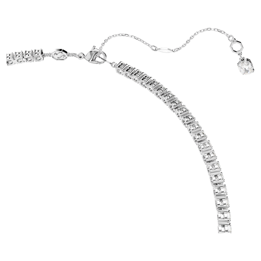 swarovski matrix y necklace  round cut  white  rhodium plated