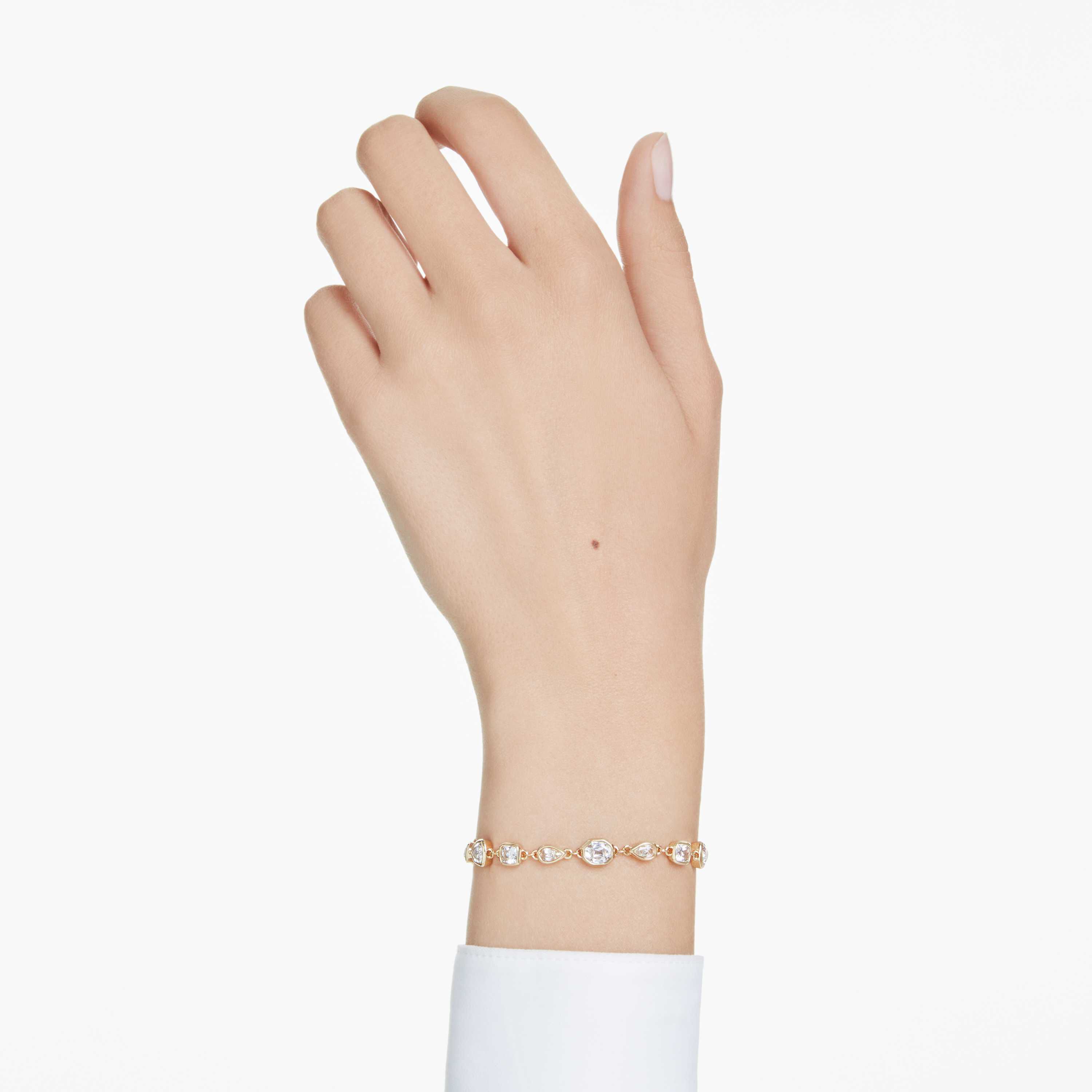 swarovski imber tennis bracelet  mixed cuts  white  gold tone plated