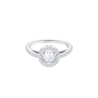 Sparkling Dance Round Ring, White, Rhodium plating
