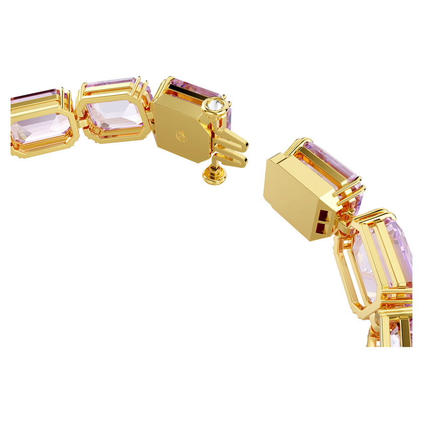 swarovski millenia tennis bracelet  octagon cut  purple  gold tone plated