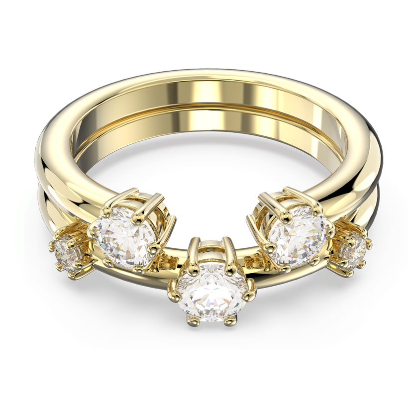 swarovski constella ring  set  2   round cut  white  gold tone plated