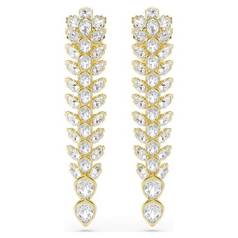 swarovski idyllia drop earrings mixed cuts long white gold tone plated