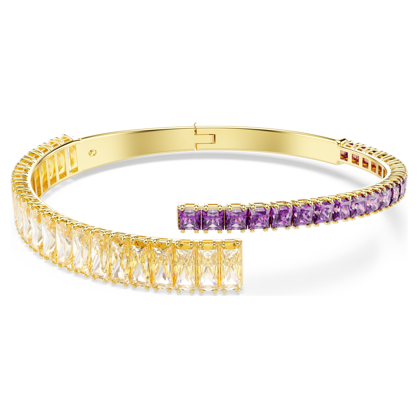 swarovski matrix bangle  mixed cuts  multicolored  gold tone plated