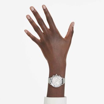 swarovski nova chrono watch  swiss made  metal bracelet  silver tone  stainless steel