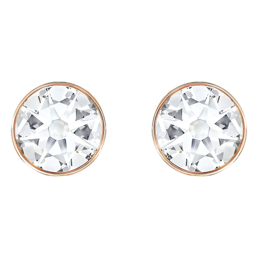 swarovski forward earring jackets  round cut  white  rose gold tone plated