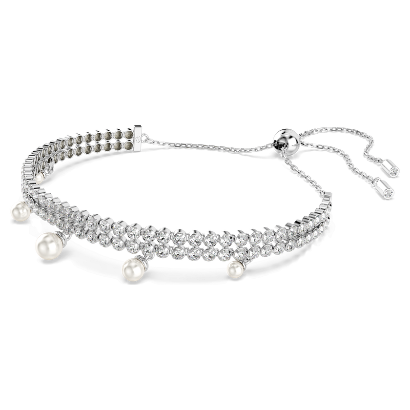 ariana grande x swarovski bracelet  crystal pearl  round cut  white  rhodium plated