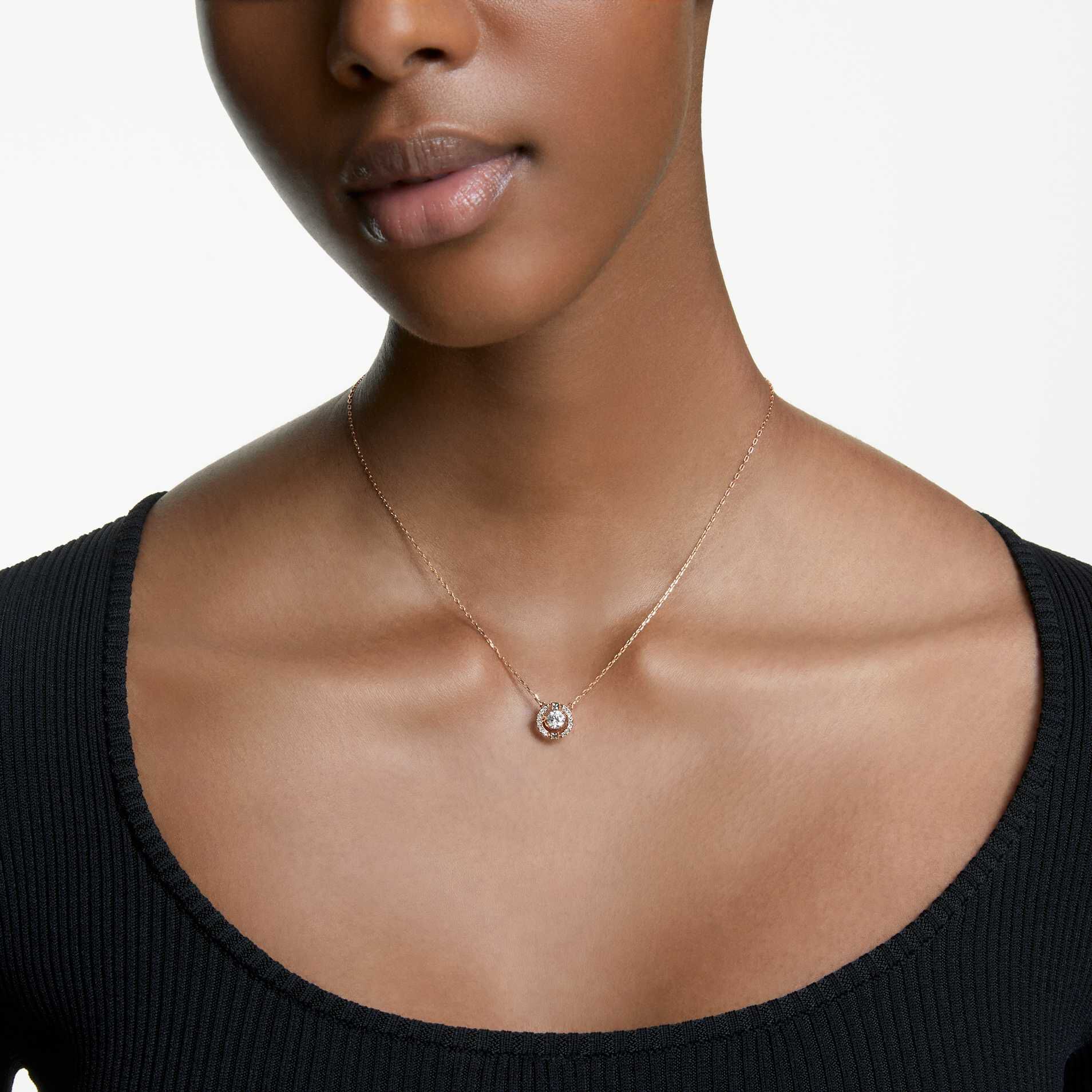 Buy Swarovski Una necklace Round cut White Rose gold tone plated