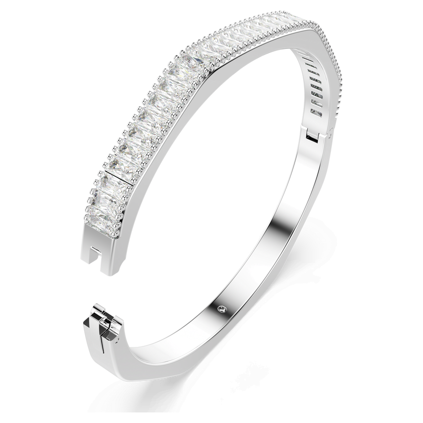 swarovski matrix bangle  baguette cut  white  rhodium plated