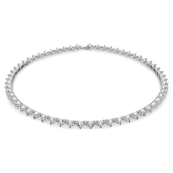 swarovski matrix tennis necklace  triangle cut  white  rhodium plated