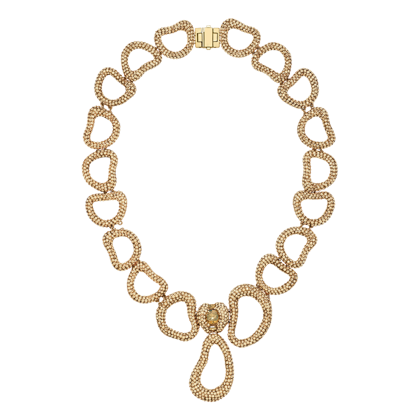 Tigris Statement Necklace, Brown, Gold-tone plated