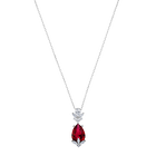 Louison Pendant, Red, Rhodium plated