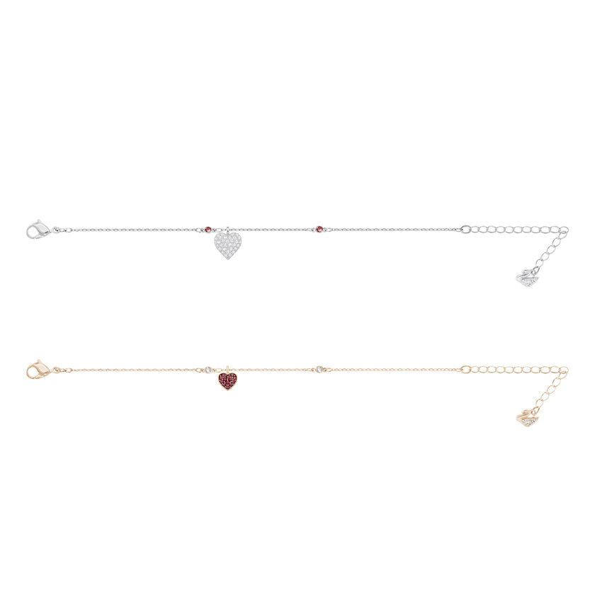 swarovski crystal wishes bracelet  set  2   heart  red  mixed metal finish