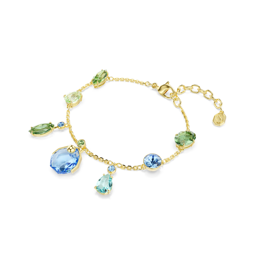 swarovski gema bracelet  mixed cuts  multicolored  gold tone plated