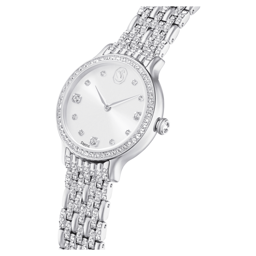 swarovski imber watch  swiss made  metal bracelet  silver tone  stainless steel