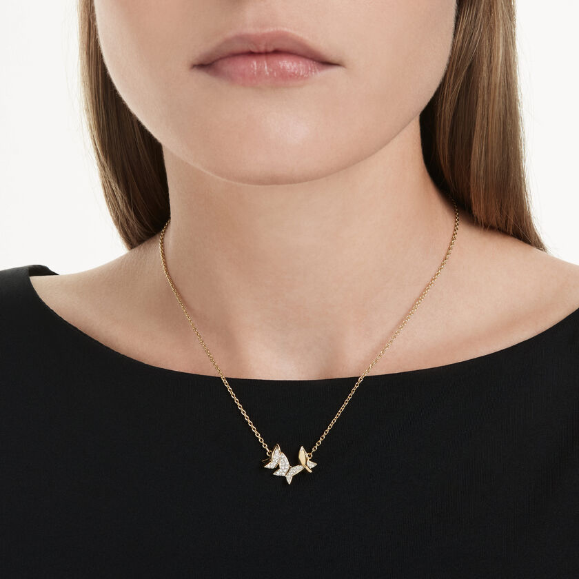 swarovski idyllia lilia necklace  butterfly  white  18k gold finish