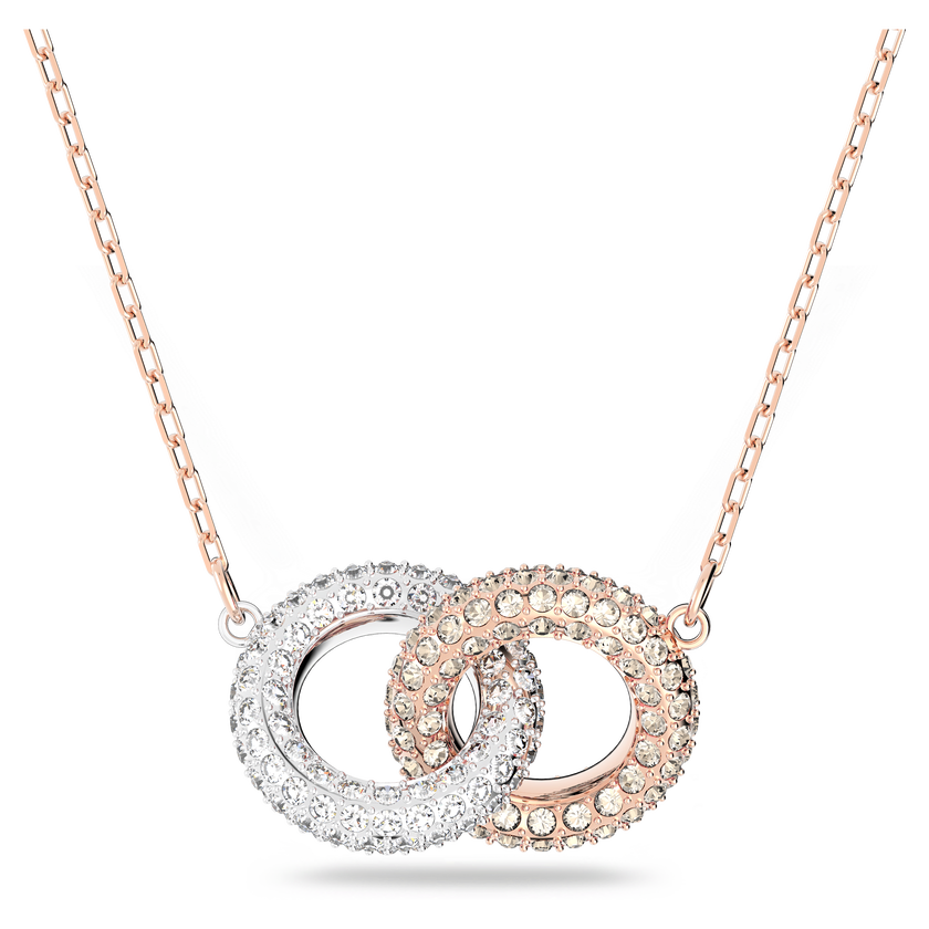 swarovski dextera necklace  intertwined circles  white  rose gold tone plated