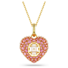swarovski idyllia pendant octagon cut crystal pearls heart pink gold tone plated