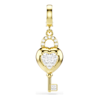 swarovski idyllia charm  mixed cuts  heart with key  white  18k gold finish