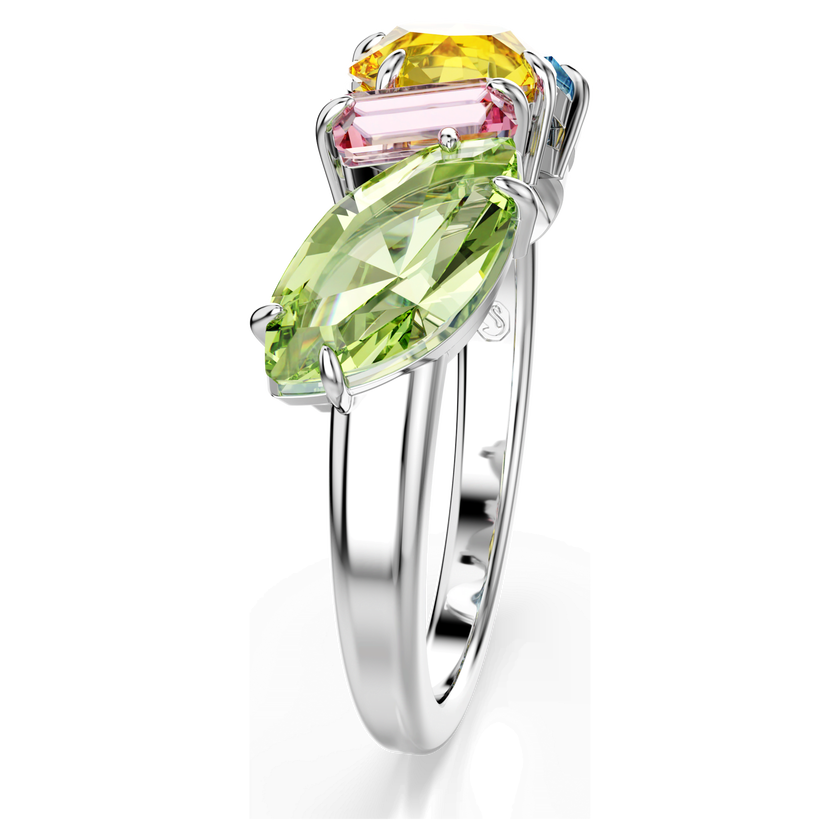 swarovski gema cocktail ring  mixed cuts  multicolored  rhodium plated