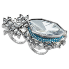 Ice Crack Motif Ring, Multi-colored, Ruthenium plated