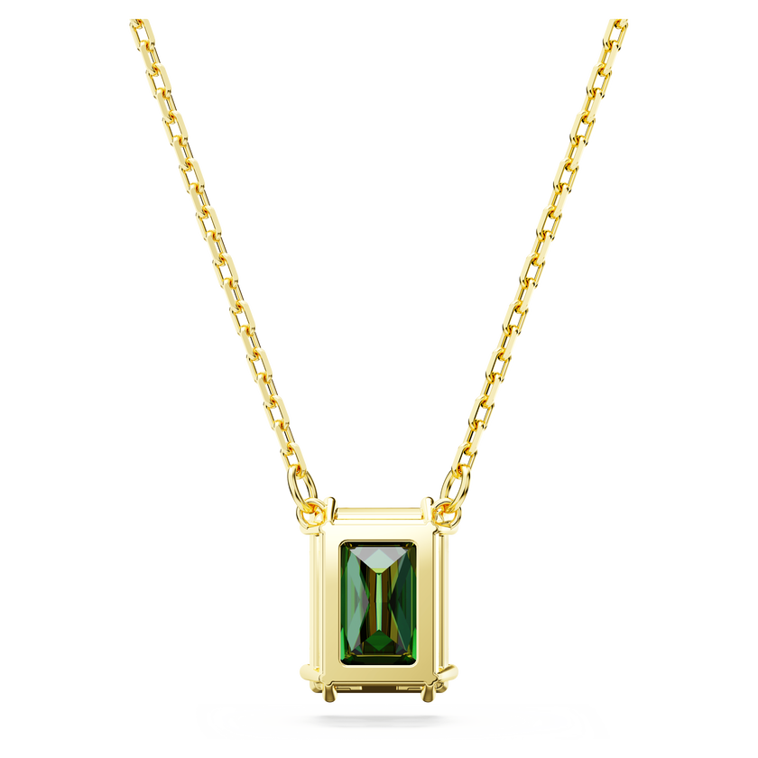 swarovski stilla pendant  rectangular cut  green  gold tone plated