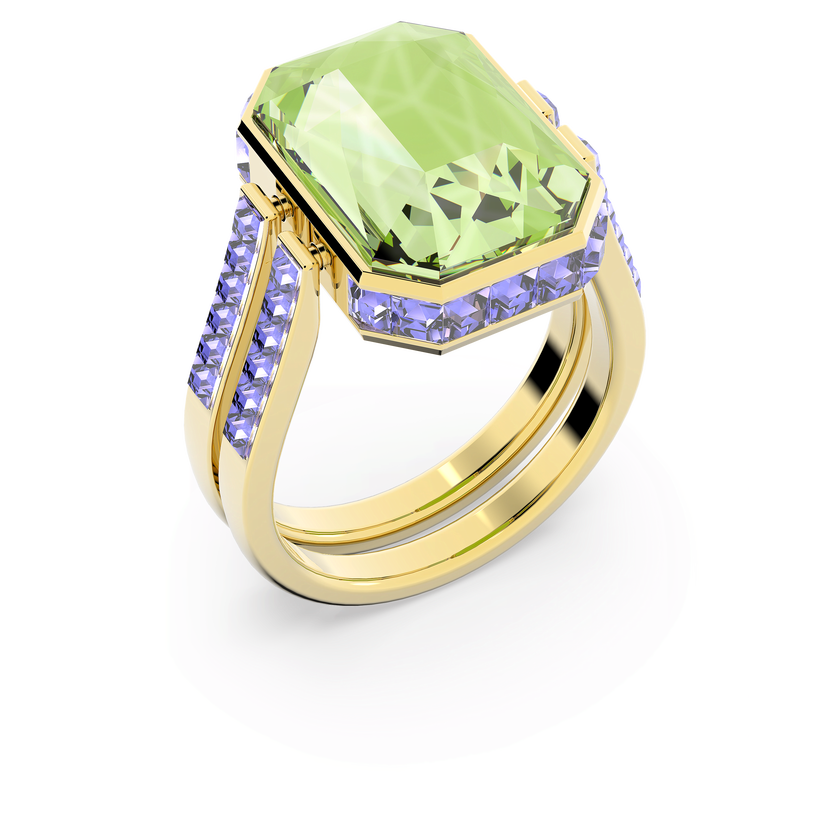 Chroma ring, Octagon cut, Multicolored, Gold-tone plated | Swarovski KSA