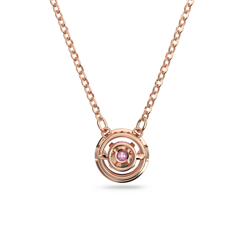 swarovski sparkling dance pendant  round cut  long  purple  rose gold tone plated