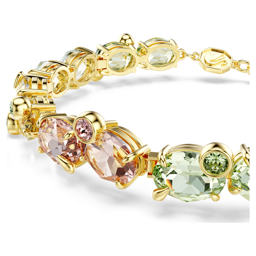 swarovski gema tennis bracelet  mixed cuts  multicolored  gold tone plated