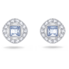 swarovski angelic square pierced earrings blue rhodium plated