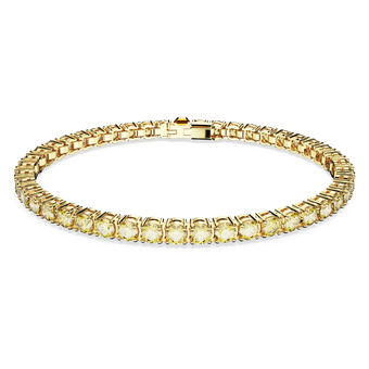 swarovski matrix tennis bracelet  round cut  yellow  gold tone plated