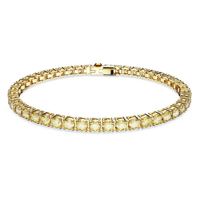 swarovski matrix tennis bracelet  round cut  yellow  gold tone plated