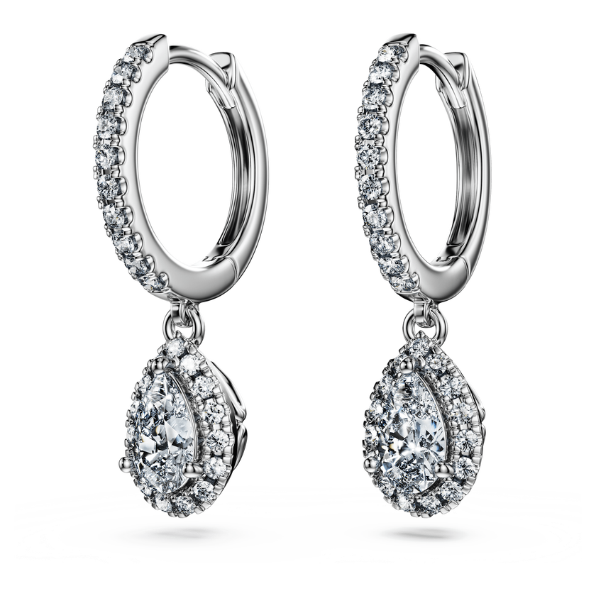 swarovski eternity drop earrings  lab grown diamonds 1 25 ct tw  pear shape  18k white gold