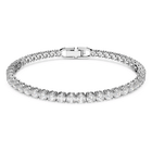 Tennis Deluxe Bracelet, White, Rhodium plated