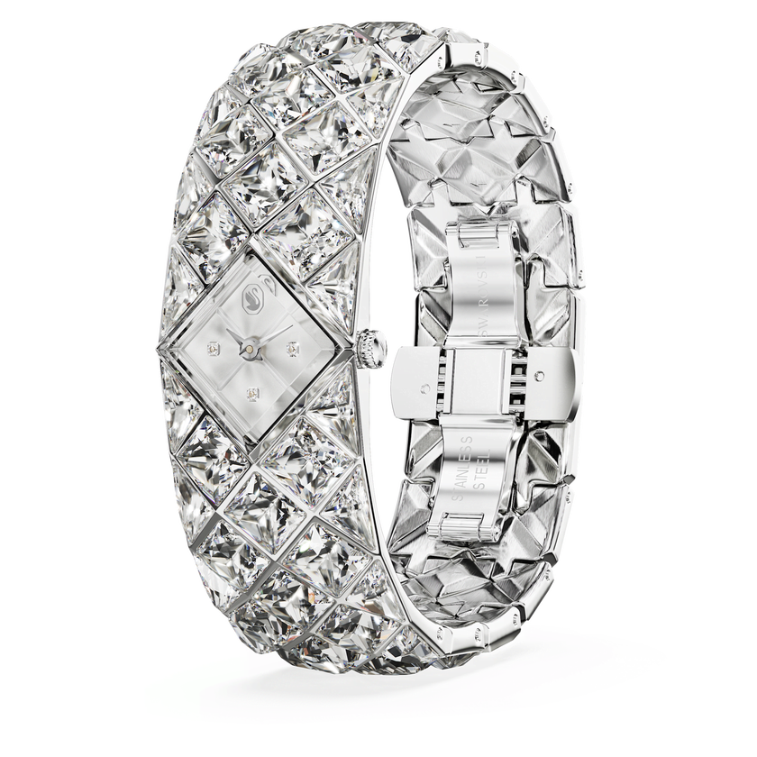 swarovski curiosa bangle watch  crystal bracelet  silver tone  stainless steel