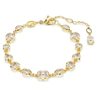 swarovski imber tennis bracelet  mixed cuts  white  gold tone plated