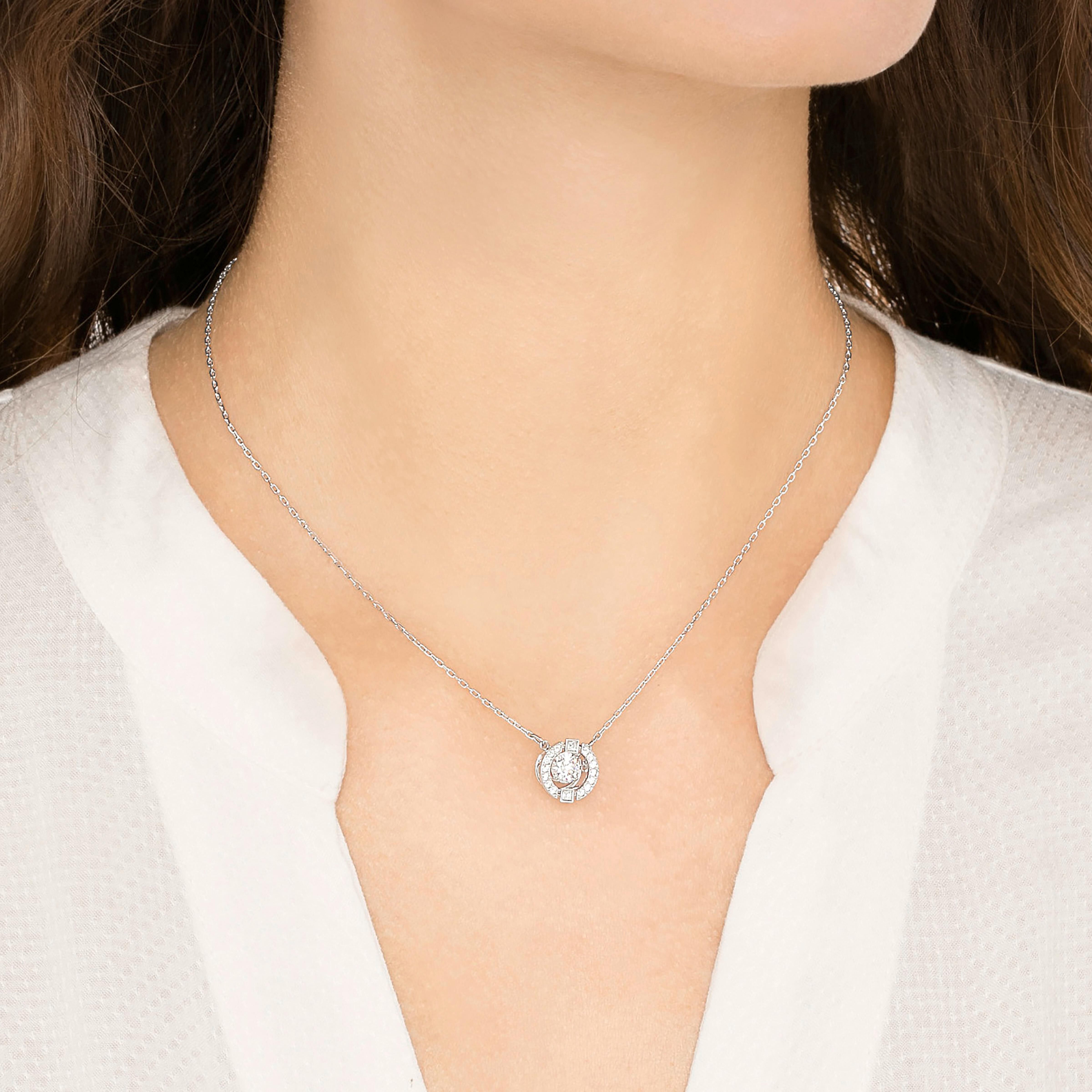 Buy Swarovski Una necklace, Round cut, White, Rhodium plated