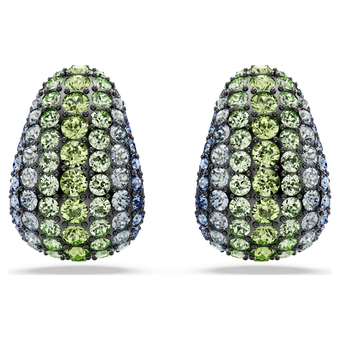 swarovski sublima drop earrings round cut multicolored ruthenium plated