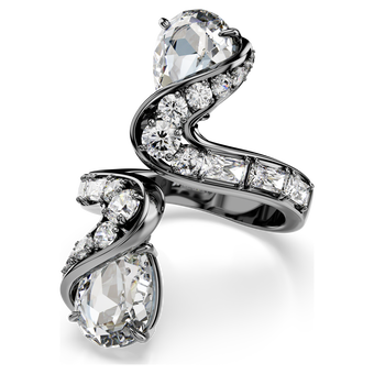 swarovski the vienna collection open ring  feather  white  ruthenium plated