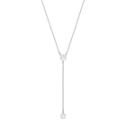 Attract Y Necklace, White, Rhodium Plating