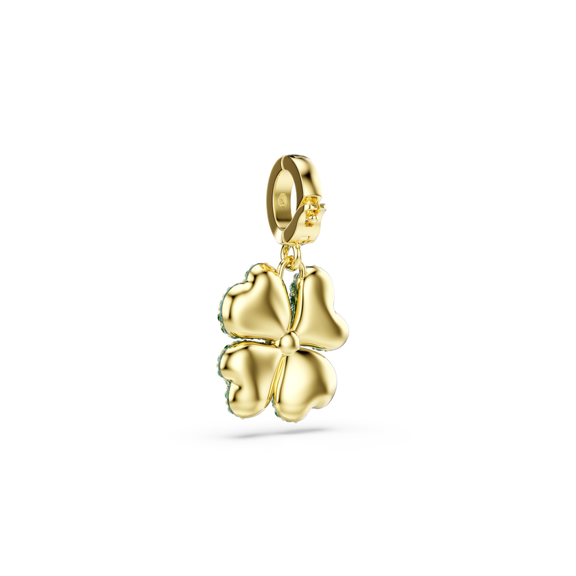 swarovski idyllia charm  clover  green  gold tone plated