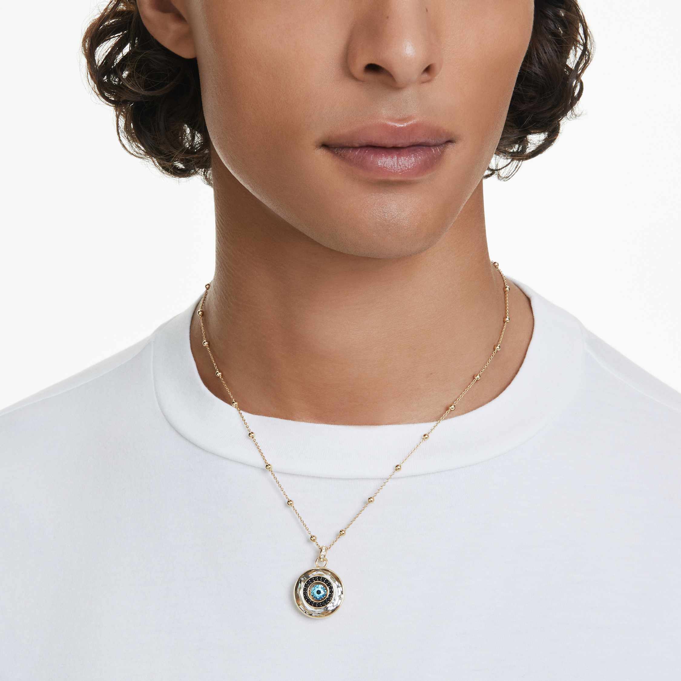 Buy Swarovski Symbolica pendant, Evil eye, Medium, Multicolored, Gold-tone  plated