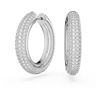 swarovski dextera hoop earrings  medium  white  rhodium plated