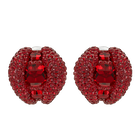Tigris Stud Clip Earrings, Red, Palladium plated